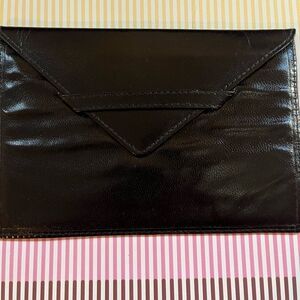 Vintage Sleek Black Leather Envelope Clutch